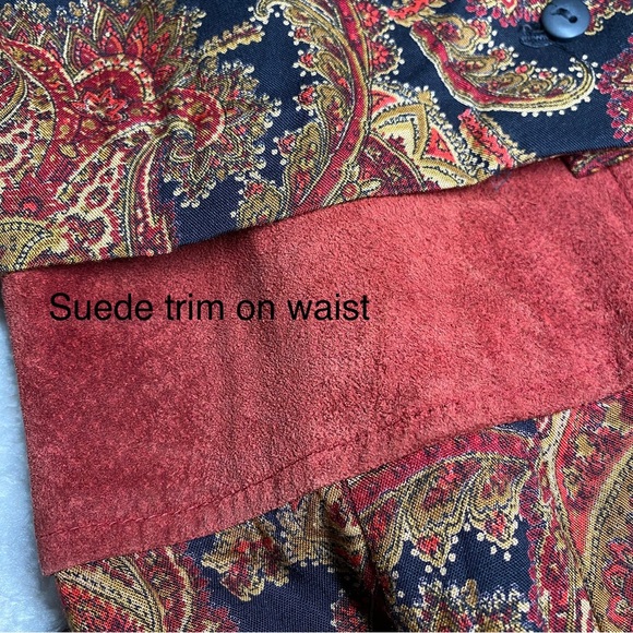 VTG Union Made Paisley Dress w/Suede Trim B1 - Picture 13 of 16